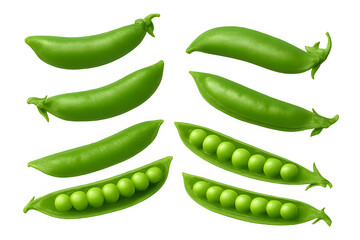 Pea Pods Display with Peas Inside in Full Detail	