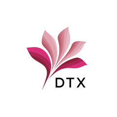 DTX Modern Floral Abstract Logo Design, DTX Later Logo, Elegant Pink Petal Logo Vector, Creative Botanical Brand Identity. 
