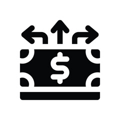 cash flow glyph icon. Strong and solid vector icon for websites, mobile interfaces, presentations, and visual branding. High quality and easy to edit.