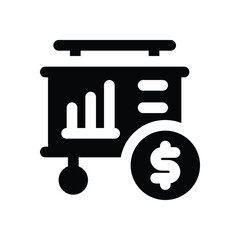 financial presentation glyph icon. Strong and solid vector icon for websites, mobile interfaces, presentations, and visual branding. High quality and easy to edit.