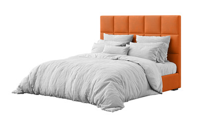 Modern bed on isolated background. Furniture for collages, graphics designs, and presentations.
