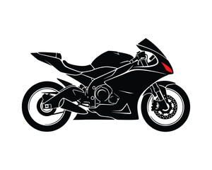 Obraz premium Black Silhouette Superbike Motorcycle Side View Red Detail