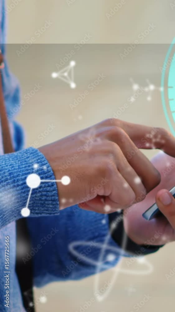 Aufkleber animation of clock moving over businessman using smartphone