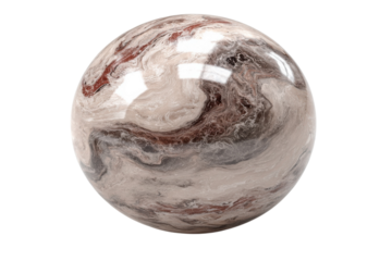 Abstract Marble Orb Sphere Swirls of Creamy Beige Brown and Gray Fluid Texture Planet Round on transparent background