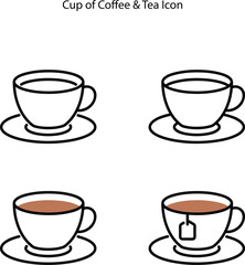 Coffee cup icon set. Cups of coffee and tea collection. Hot drink icon. glasses of coffee cup. 