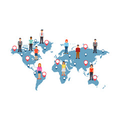 Flat illustration celebrating World Population Day with human figures and the globe. Ideal for social media posts, banners, blogs, and educational presentations. EPS file is high quality and fully