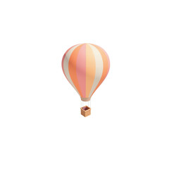 Fototapeta premium Hot air balloon in pink and orange stripes floating in the sky 