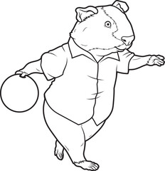 Guinea pig Bowling Bowling ball Animal Vector Graphic Art Illustration