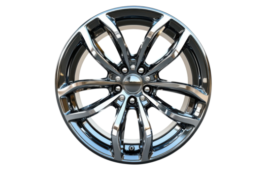 Sleek Chrome Car Rim Automotive Design Wheel Vehicle Part Alloy Custom Chrome Finish Luxury on transparent background