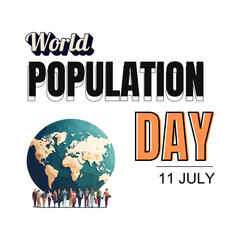 Celebrate World Population Day with this clean and modern EPS vector design. Features Earth graphics, family silhouettes, and diverse community elements perfect for awareness campaigns, educational