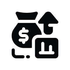 profit glyph icon. Strong and solid vector icon for websites, mobile interfaces, presentations, and visual branding. High quality and easy to edit.