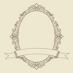 Elegant Ornamental Frame With Ribbon Scroll for Decorative Purpose