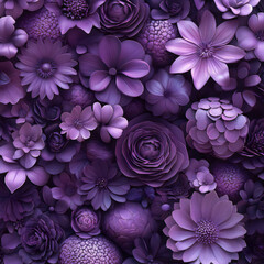 Seamless decorative fantasy purple flowers pattern  