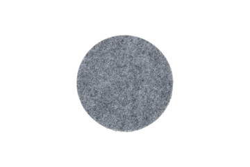 Round grey felt coaster isolated on transparent background