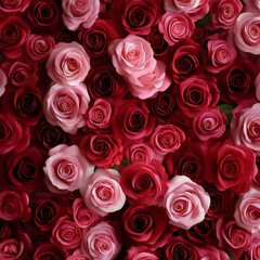 Seamless decorative rose and red color rose flowers pattern background.