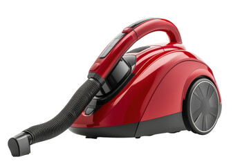 Modern Red Canister Vacuum Cleaner Home Appliance Deep Cleaning Powerful Suction Housekeeping on transparent background