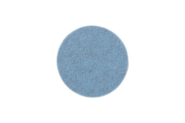 Round blue felt coaster isolated on transparent background