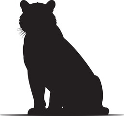 tiger sitting black silhouette vector, Simple silhouette Design vector icon with white background. Wild Animal Vector