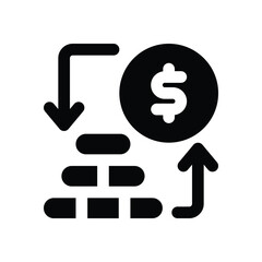 liquidity glyph icon. Strong and solid vector icon for websites, mobile interfaces, presentations, and visual branding. High quality and easy to edit.