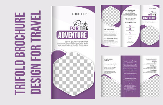 Travel Trifold Brochure Design Template &ndash; Modern Vacation Flyer for Tour Packages, Travel Agency Promotion, Holiday Leaflet, Printable Tourism Brochure Layout