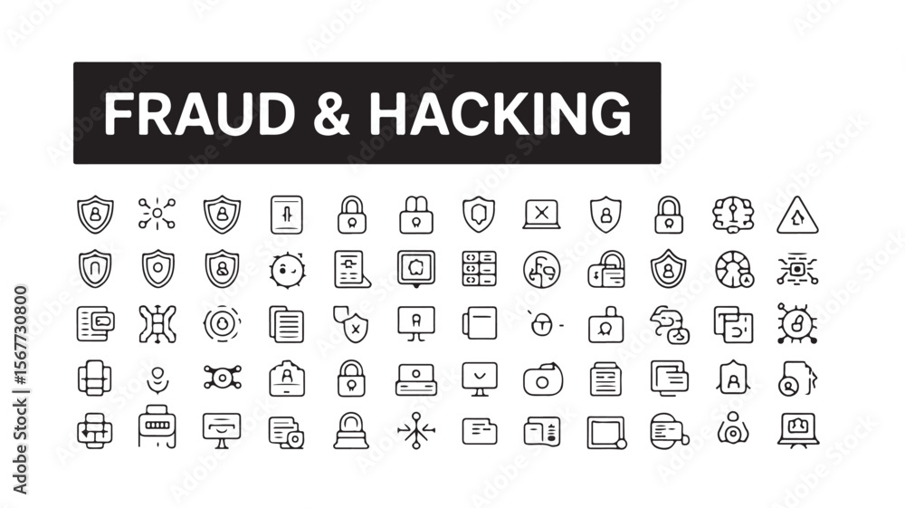 Poster white background icon set featuring number and letter symbols for web and mobile technology
