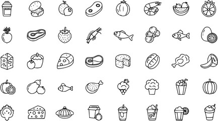 Fototapeta premium Set of vector icons for food and drink 