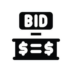 bidding glyph icon. Strong and solid vector icon for websites, mobile interfaces, presentations, and visual branding. High quality and easy to edit.
