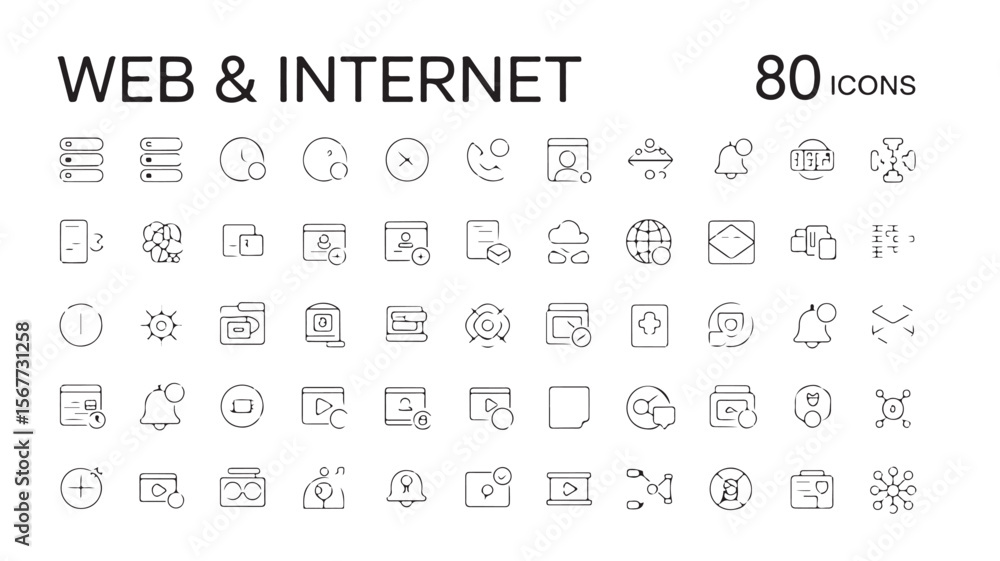 Poster vector alphabet and numbers icon set for web and mobile design