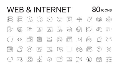 Vector alphabet and numbers icon set for web and mobile design