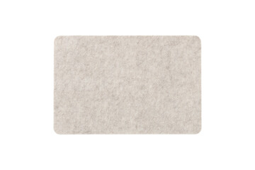 A textured beige felt rectangle with rounded corners isolated on transparent background