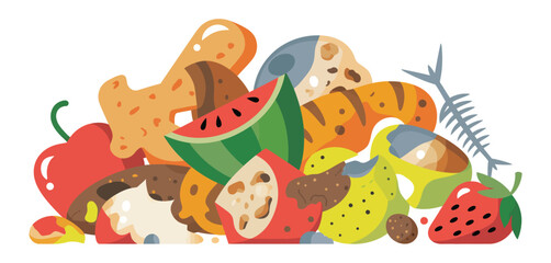 Pile of Rotting Food Waste and Leftovers