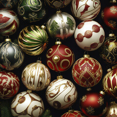 Seamless vintage Christmas balls pattern Background 