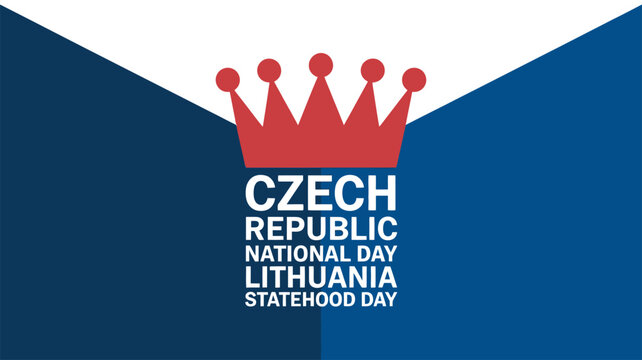 Lithuania Statehood Day Celebration Banner with Crown and National Flag