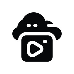 cloud streaming glyph icon. Strong and solid vector icon for websites, mobile interfaces, presentations, and visual branding. High quality and easy to edit.