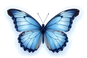 Obraz premium Vibrant Blue Butterfly with Open Wings Isolated on White Background