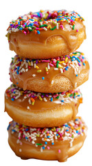 Stack of Caramel Glazed Donuts on Transparent Background