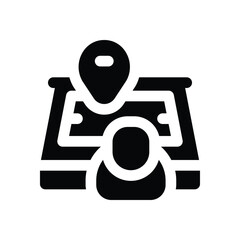 meeting point glyph icon. Strong and solid vector icon for websites, mobile interfaces, presentations, and visual branding. High quality and easy to edit.