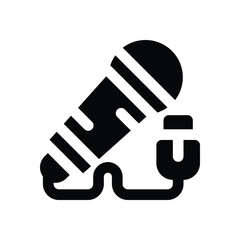 microphone glyph icon. Strong and solid vector icon for websites, mobile interfaces, presentations, and visual branding. High quality and easy to edit.