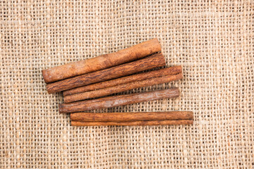cinnamon sticks on burlap