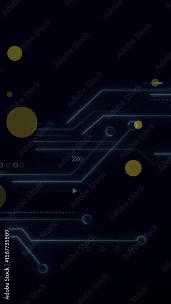 Poster composition of network of digital icons over computer circuit board