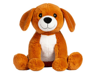 Adorable Sitting Orange Puppy Plush Toy with Floppy Ears – PNG Isolated