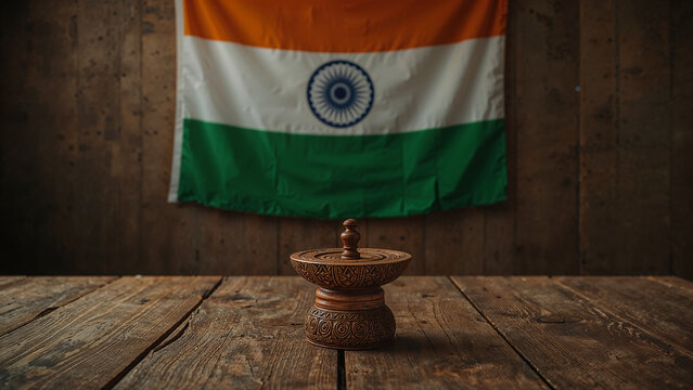 flag of india with ancient plate