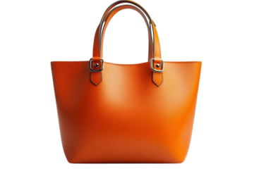Leather tote bag fashion accessory stylish handbag women s fashion everyday carry orange color on transparent background