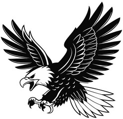 Eagle with spread wings in vector illustration style featuring tribal and wildlife elements