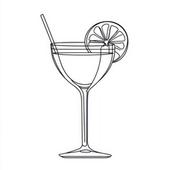 Minimalist cocktail clipart set featuring glassware and drinks in contemporary linear design.
