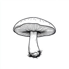 Flat mushroom clipart set showcasing edible fungi in linear contour style.