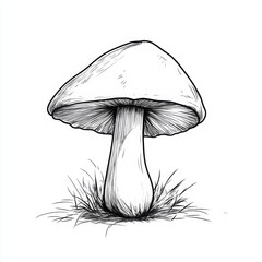 Flat mushroom clipart set showcasing edible fungi in linear contour style.