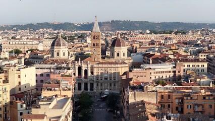 Basilica di Santa Maria Maggiore a Roma, Italia, dove e sepolto Papa Francesco. 
Vista aerea della...