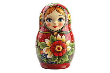 3D Rendering of beautiful, trending and realistic Matryoshka doll with white background