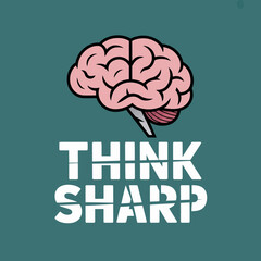 Think sharp brain power illustration for memory improvement and mental health awareness concept vector artwork on transparent background